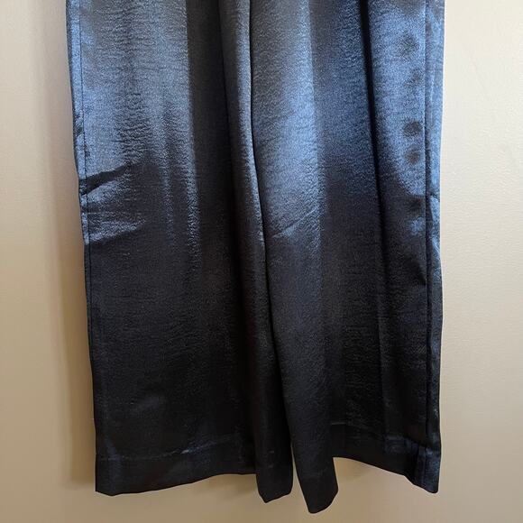 NWT Samsoe & Samsoe Fredericka Jumpsuit Navy Blue Satin Size Medium Cowl Neck - Picture 15 of 16